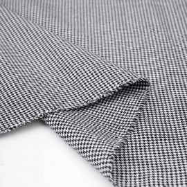 Tissu coton et lin à motif tissé pied de poule noir et blanc | Pretty Mercerie | mercerie en ligne