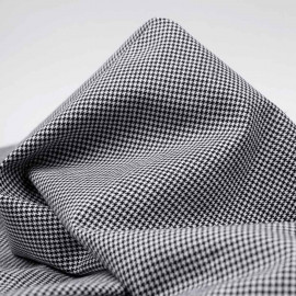 Tissu coton et lin à motif tissé pied de poule noir et blanc | Pretty Mercerie | mercerie en ligne