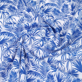 Tissu coton et lin blanc à motif riviera dazzling blue | pretty mercerie | mercerie en ligne