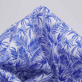 Tissu coton et lin blanc à motif riviera dazzling blue | pretty mercerie | mercerie en ligne
