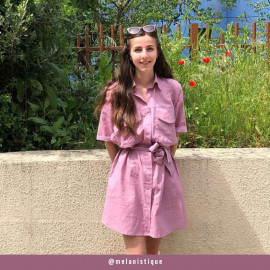 Tissu lin et viscose mauve | pretty mercerie | mercerie en ligne