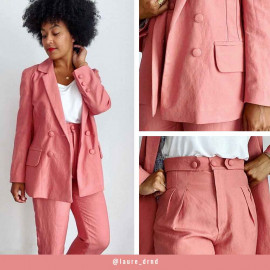 Tissu lin et viscose rose terra-cotta - pretty mercerie - mercerie en ligne