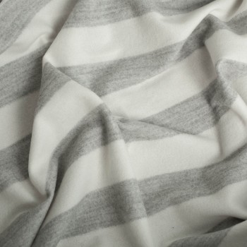 Tissu laine rayé gris & blanc cassé x 10 CM