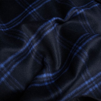 TISSU LAINAGE BLEU NUIT A CARREAUX BLEU ROI x 10 CM