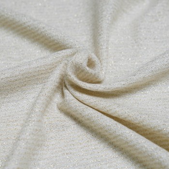 Tissu Lainage leger crème & or x 10cm - pretty mercerie - mercerie en ligne - mercerie pas cher