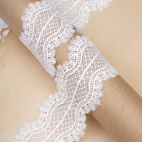 Guipure dentelle fleur motif ivoire blanc cassé largeur 35mm picot edge bridal-par mètre